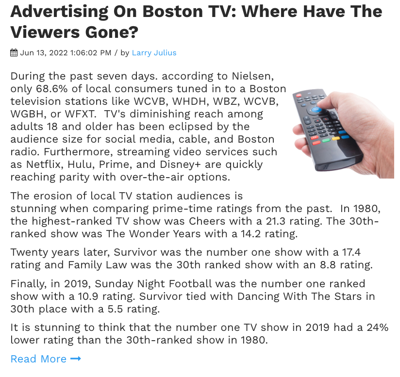 Television Advertising In Boston EOY 2022